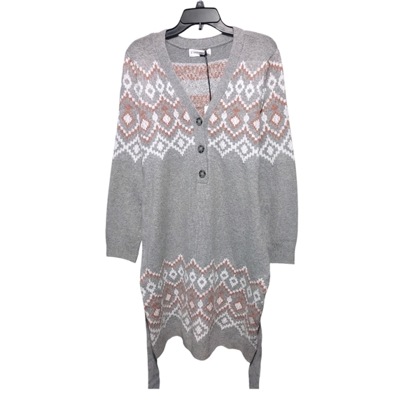 Lucky Brand Snowflake Geometric Cardigan Sweater Dress Women's Plus Size 2X NWT - Picture 5 of 12